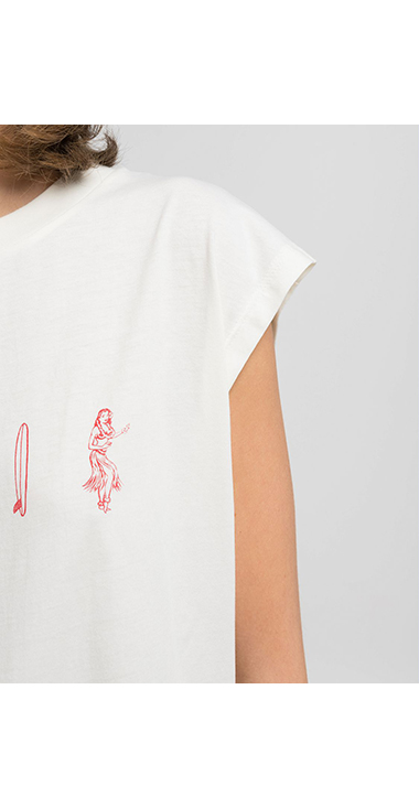 ボーイフィットコットンジャージーALOHAプリントTシャツ 詳細画像